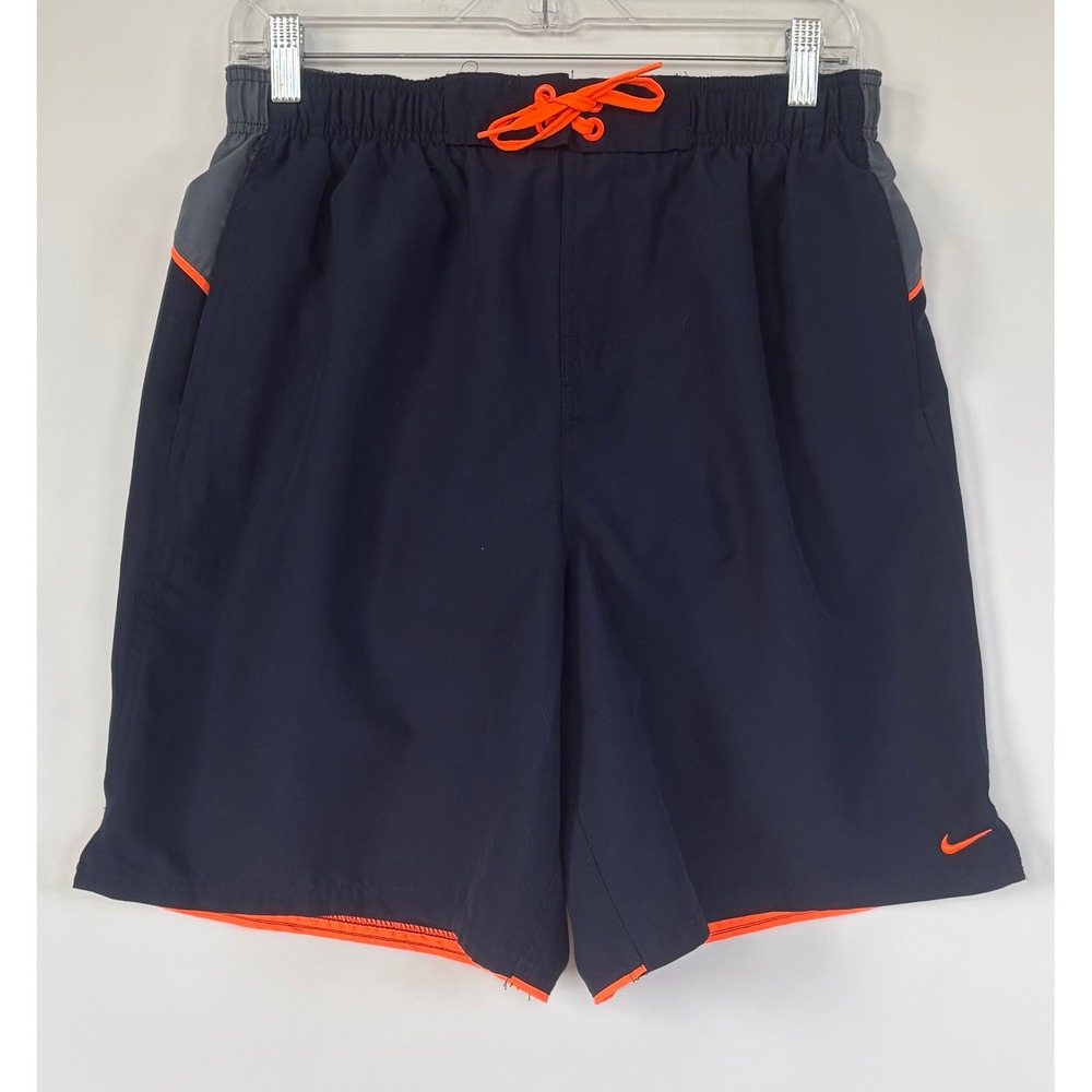Nike Mens Athletic Shorts Navy Blue Orange Grey Running Training Size L